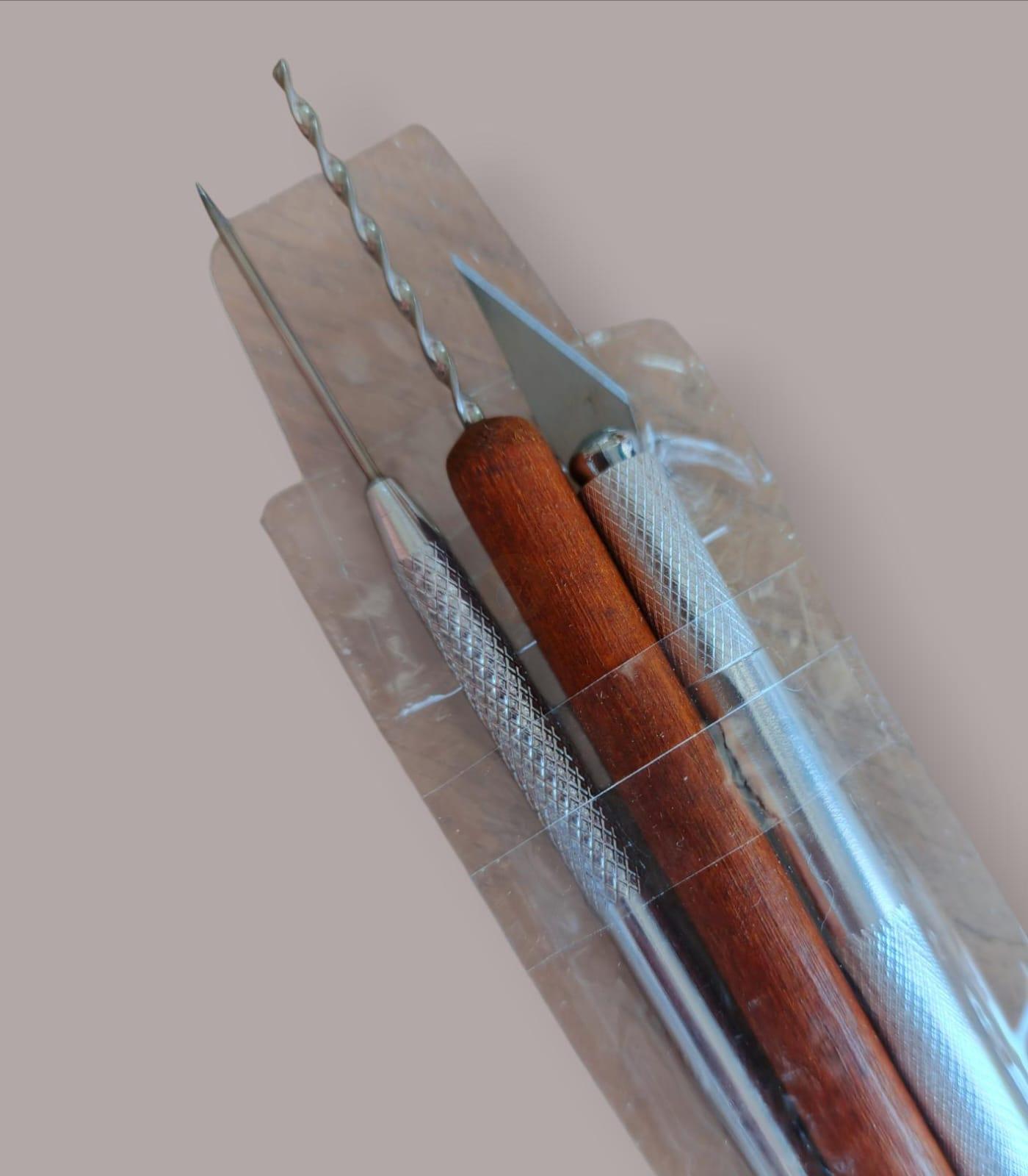 set x3 herramientas- Punzón + cuchillo de precisión